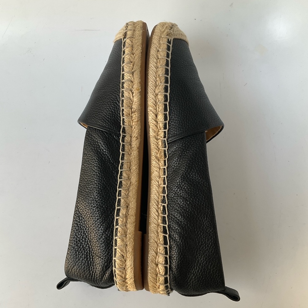 Lauren Ralph Lauren Cameryn 7 Black Leather Espadrille with Natural Jute Toe - Picture 11 of 12